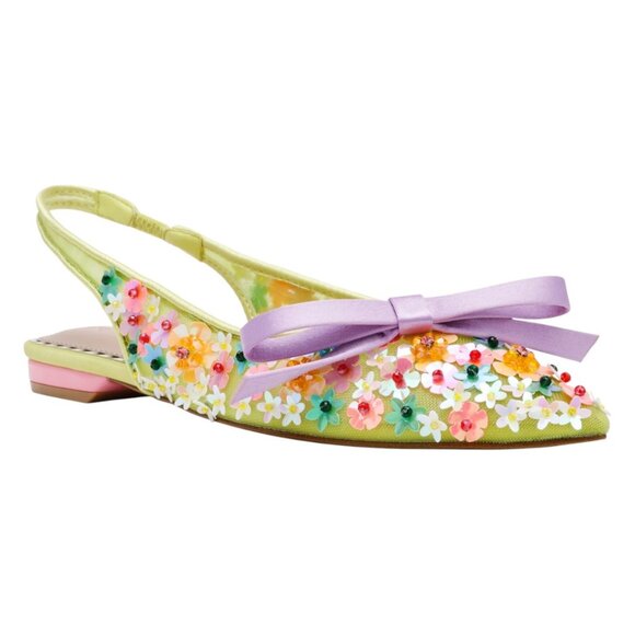 BETSEY JOHNSON Laylah Slingback Sequined Flats - Picture 1 of 5